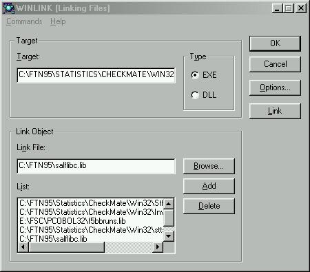 Linking main program with WINLINK