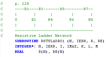 Resistive Ladder Network FORTRAN Subroutine